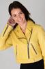 Stylish Womens Yellow Leather Jacket Real Lambskin Handmade Biker Motorcycle