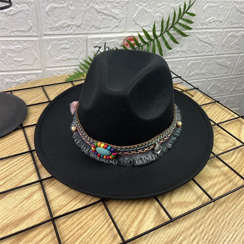European and American new jazz hats men's and women's retro top hats woolen top hats ethnic style gentleman hats felt hats