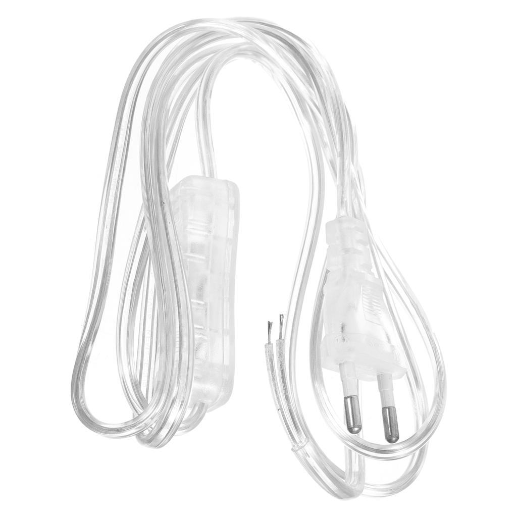 Cordon d'alimentation transparent avec prise européenne 1,8 m Cordon d'extension transparent Fil de lampe de remplacement intérieur Câble de câblage en cuivre 220V Pour décoration