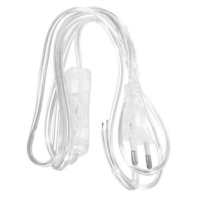Cordon d'alimentation transparent avec prise européenne 1,8 m Cordon d'extension transparent Fil de lampe de remplacement intérieur Câble de câblage en cuivre 220V Pour décoration