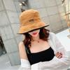 Damen Sommer Doppelseitig Tragbarer Fischerhut mit Breiter Krempe Outdoor Faltbarer Flacher Oberseite Panama Fischerhut Damen Reise Strand Visierhüte