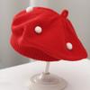 Soft Kids Knitted Beret Hat Solid Color Painter Cap Cute Pom Pom Beanie  Infant