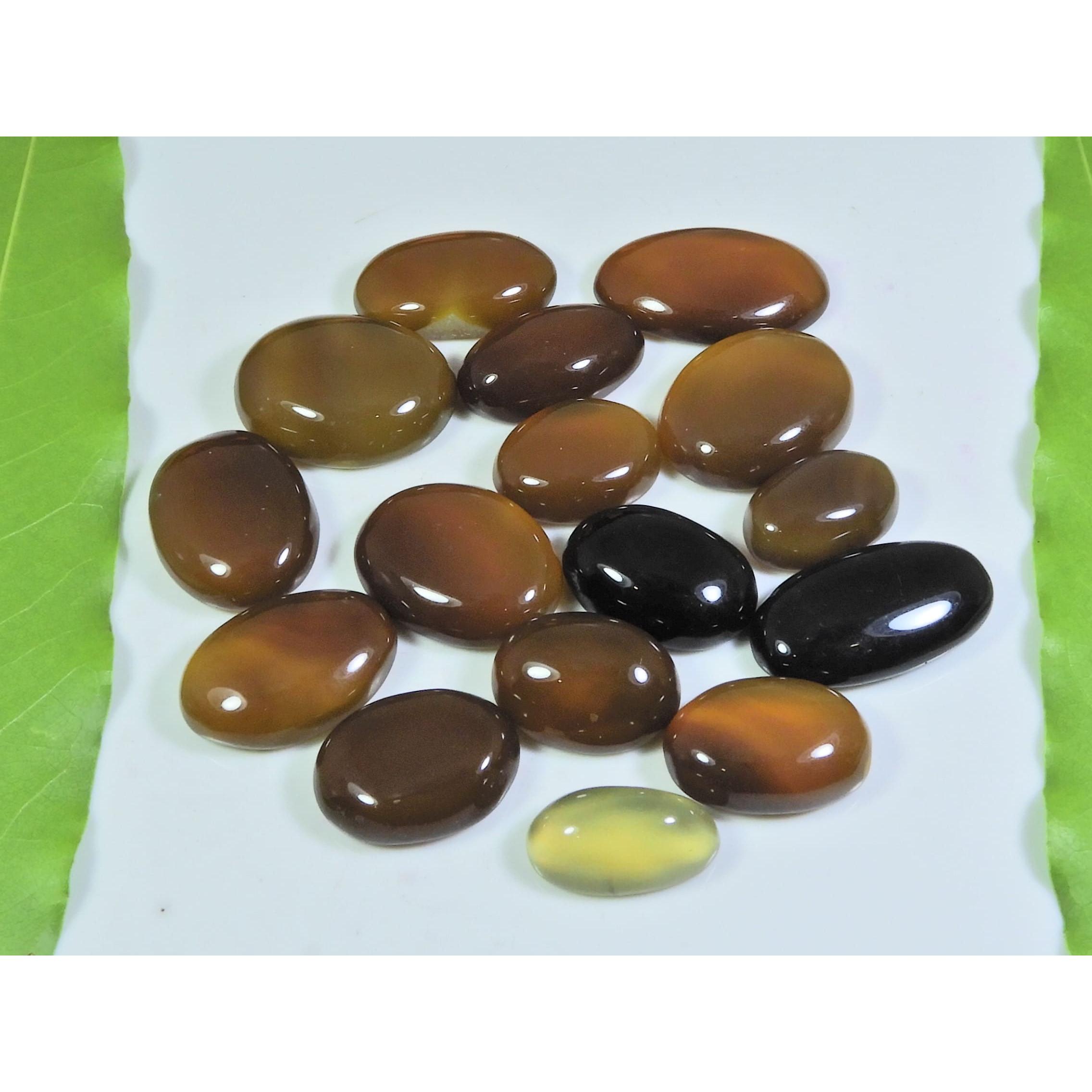 

253Cts. Natural Onyx Agate Oval Cabochon Loose Gemstone 16Pcs Lot A-569