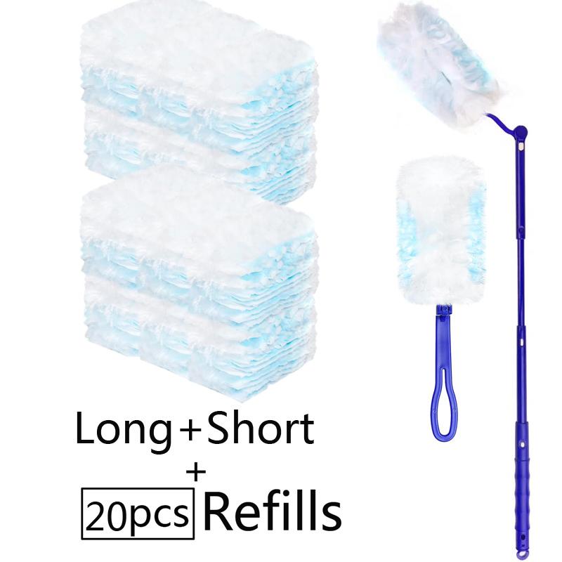 Disposable Electrostatic Duster Brush with Adjustable Handle Replace Refills for Home Office Blinds Car Duster Cleaning Tool