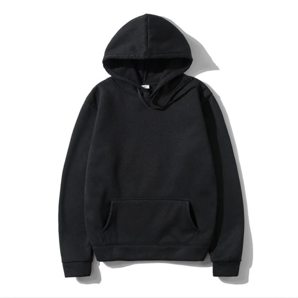 Autumn Fashion Loose Tops Solid Colour Hooded Polyester Men's Sweatshirt Simple Casual