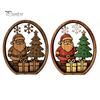 Holiday Desktop Decorations 3Pcs Christmas Santa Claus And Tree Ornaments, Wooden Oval Table Natural Wood Crafts Centerpiece, Solid Ornament for Home