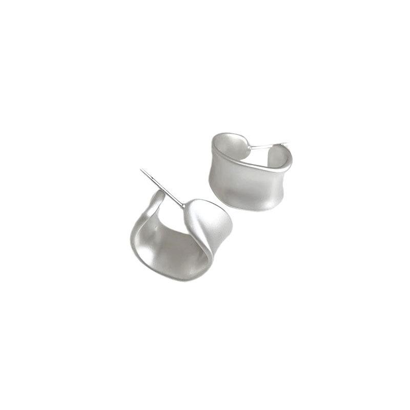 925 Sterling Silver Jewelry Simple Irregular Wide C-shaped Stud Earrings for Women Wedding Party Jewelry For Girls Friend Gift