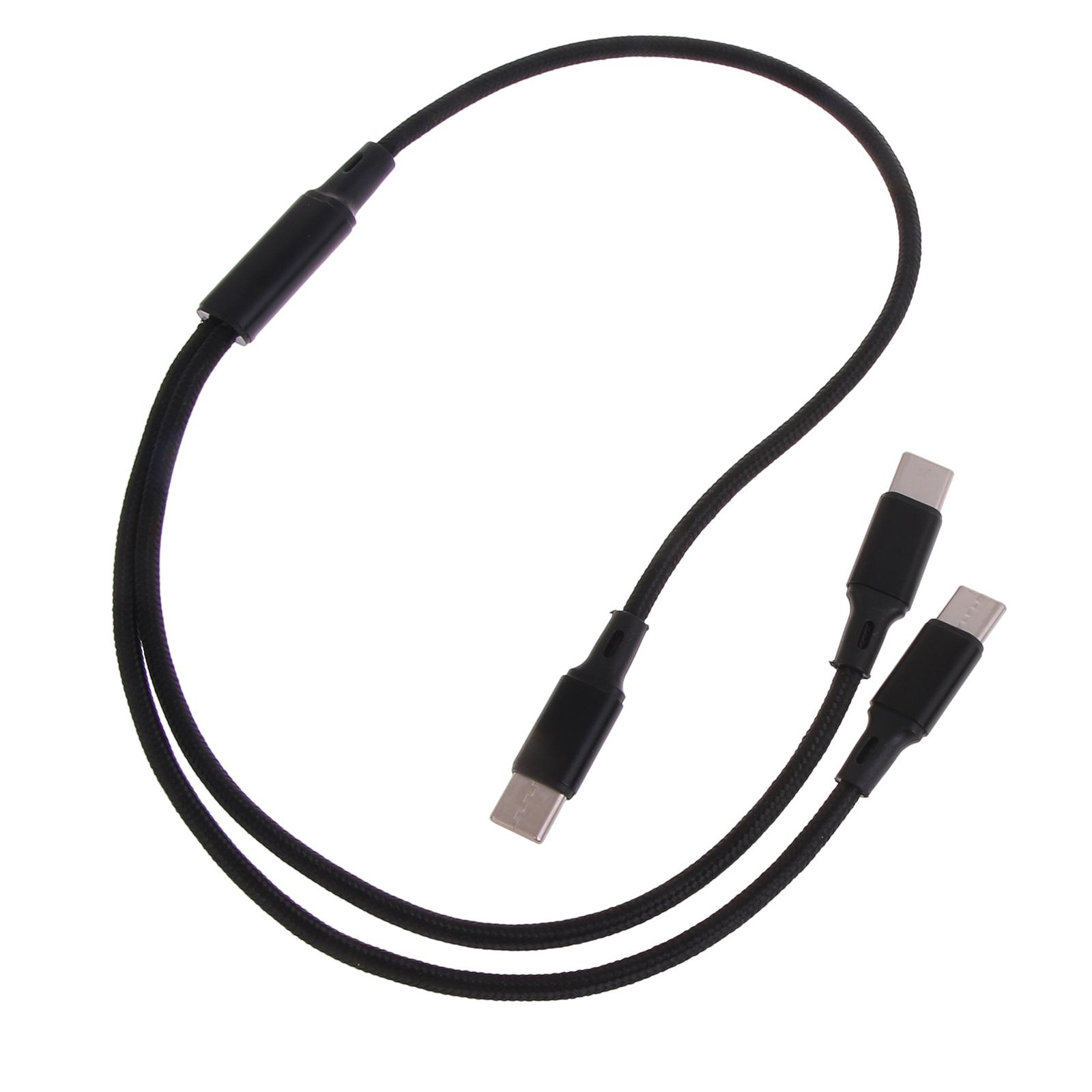 

Durability Type-C to Type-C+Type-C Charger Cable Hard-Wearing Nylon Type-C Charge Cable Faster Charging USB Type C Cord