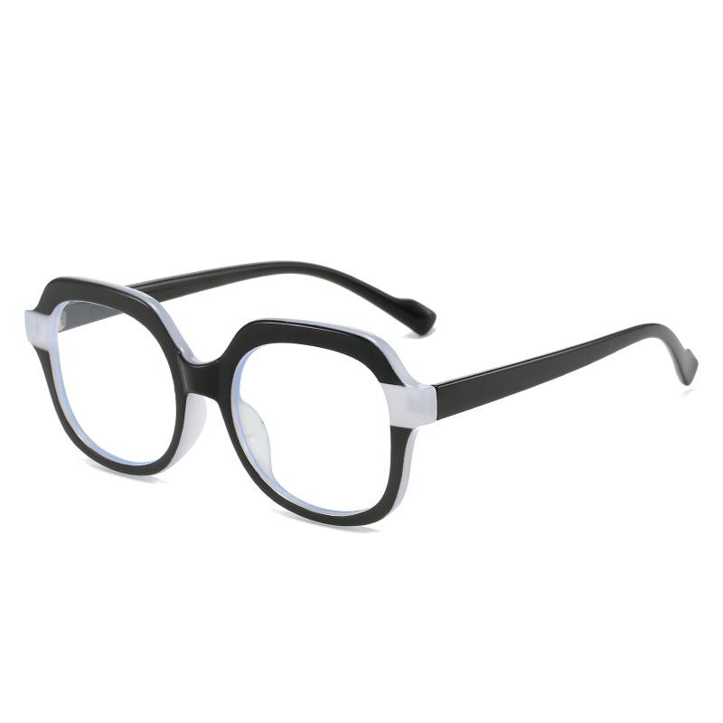 Big Frame Round Double Color Optical Glasses Frames Women Tr90 Anti-Blue Light Spectacle Fashion Clear Lens Computer Eyeglasses