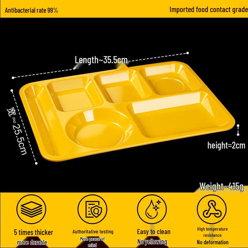 Melamine 6-Compartment Divided Fast Food Tray
