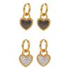 1 Pair Heart Hoop Earrings Glitter Zircon Dangle Earring Lock Shape Ear Hook Jewelry Fashion Accessory for Banquet