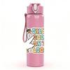 1PC Sisters Soul Mate Hand Letter Print 750ml Color Plastic Sports Water Bottle Leakproof Flip Straw Lid Suitable for Sports Office Home Use