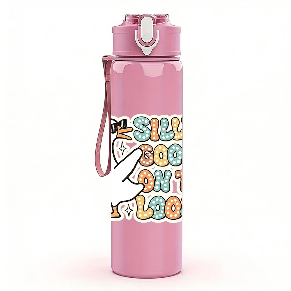 1PC Sisters Soul Mate Hand Letter Print 750ml Color Plastic Sports Water Bottle Leakproof Flip Straw Lid Suitable for Sports Office Home Use