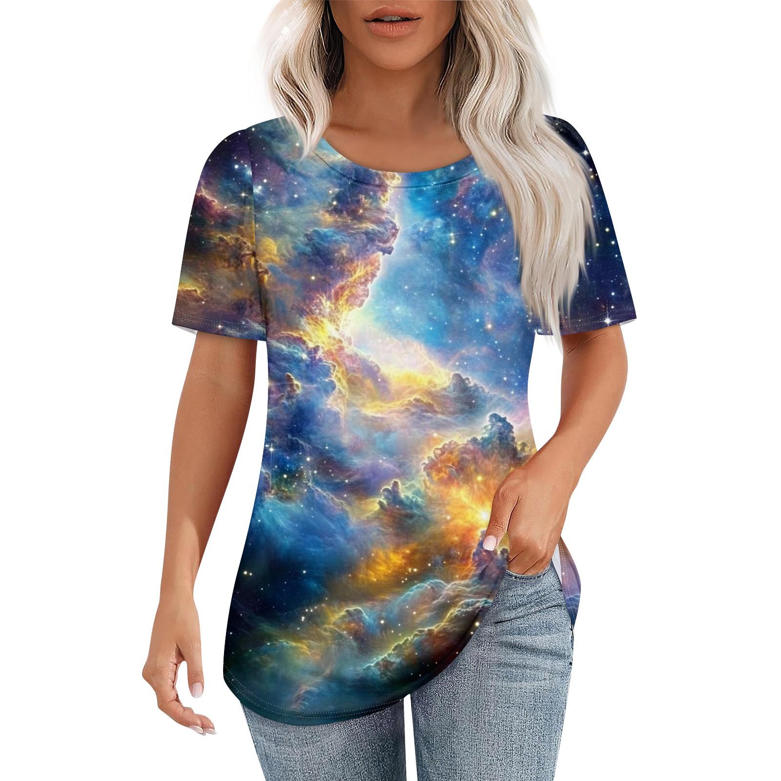 

Женская футболка с принтом неба, модная, повседневная, с круглым вырезом и коротким рукавом XXL