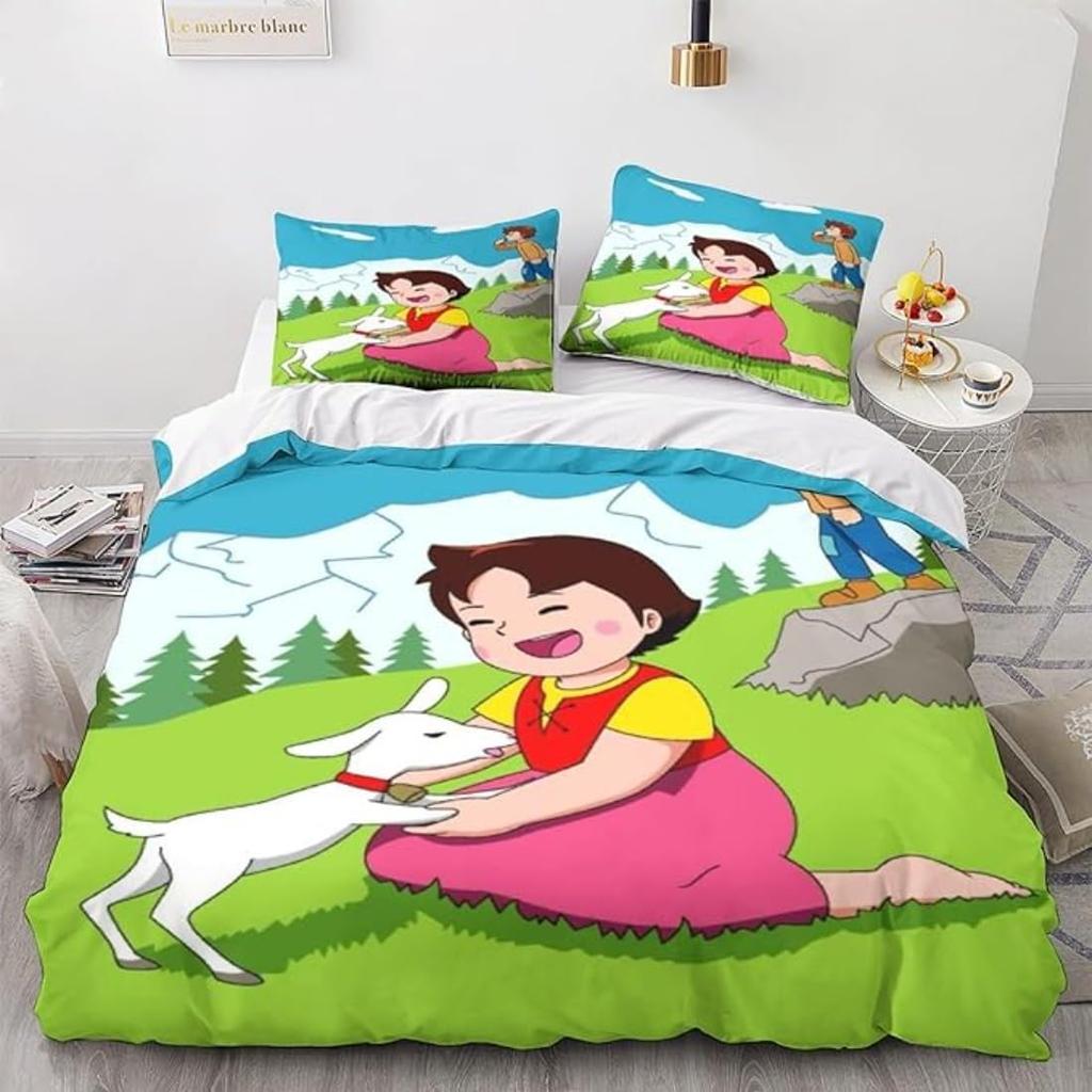 Anime Mädchen Heidi Bettbezug Set 2 Teile Hotelqualität Deckenbezug Bettwäscheset Bettbezüge Mit Kissenbezügen Mit Reißverschluss