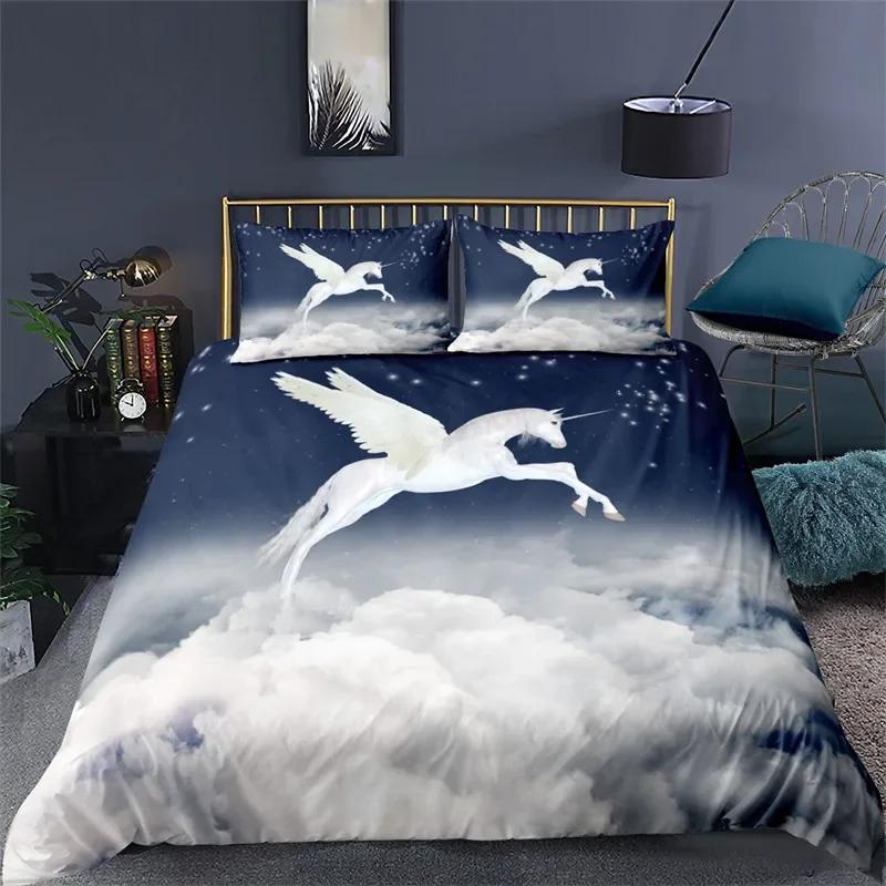 Comforter White Dragon Horse Bedding Sets 3D Unicorn For Teens Kids Microfiber Western Cowboy Comforter