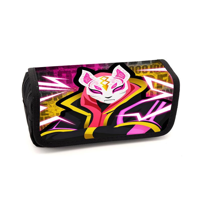 Cute Fortnite Cartoon Flip Pencil Pouch, Unisex Kids Aged 6-14 Portable Printed Stationery Case for School Daily Use