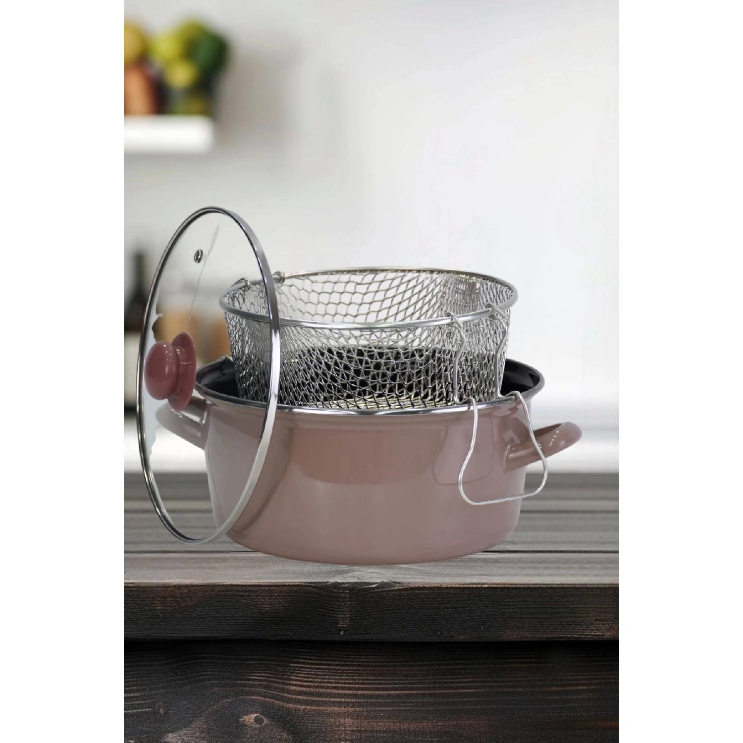 

Frying Pot With Enamel Glass Lid 24 Cm Light Coffee коричневий