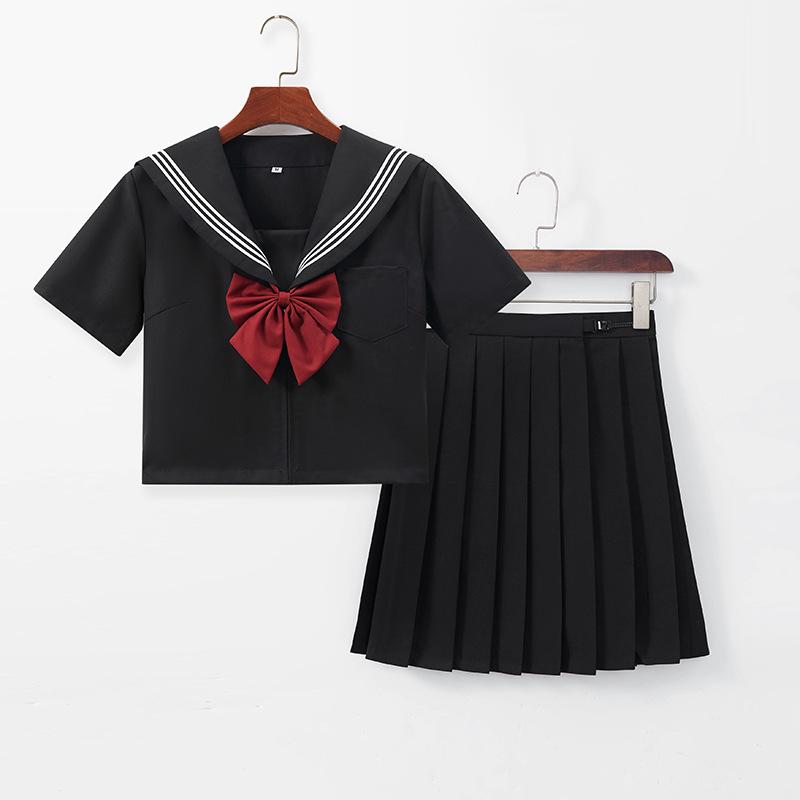 Black Three-Piece JK Uniform Skirt Set: Long-Sleeved Japanese Style Sweet Academy Outfit