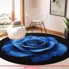 Luksuriøst Blårose-mønster Rund Form Gulvmatter Kjøkken Gangløper Teppe Soverom Stue Mykt Teppe Sklisikkert Områdeteppe