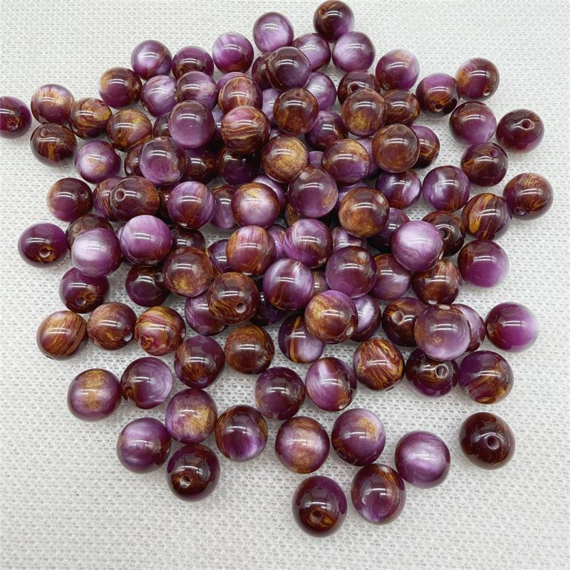 20pcs 10mm Flowing Light Dyeing Gilded Resin Beads Imitation Cat Eye Beads DIY Bracelet Beads Phone Chain Decoration