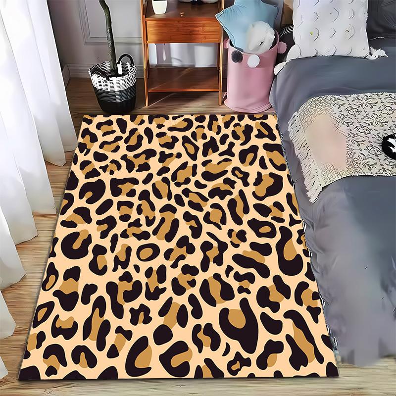 

Leopard Print Pattern Carpet with Black Spots on Tan Background for Home Décor. Suitable for use as an anti-slip for room and bedroom sofas 40x60cm( 15x23in )