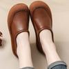 Autumn new first-layer cowhide round head foot cover leather soft-soled single shoes casual women's shoes middle-aged mother shoes