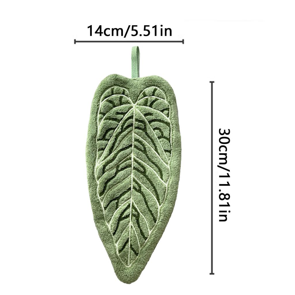Hand Towels Leaf Absorbent Hand Towel Plant Pattern Hanging Towel Kitchen Bathroom Handkerchief Cleaning Cloth Hanging Towel