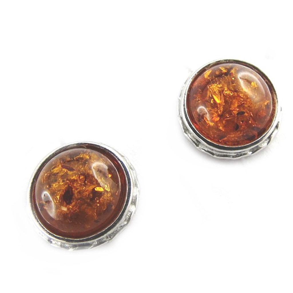 Les Trésors De Lily [N1992] - Cognac Amber 'Inspiration' Silver Earrings (rhodium-plated) - 10 Mm