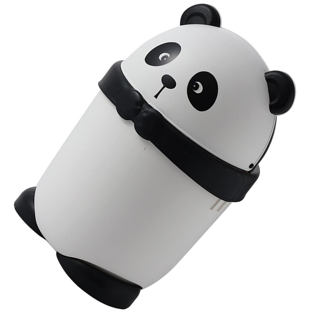 Panda Trash Can Garbage Bin Tin for Bathroom Waste Basket Office Desk With Lid Pp