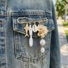Pearl Pendant Ocean Element Brooch Gold Tone Tropical Fish Brooch  Dress Pants Corsage