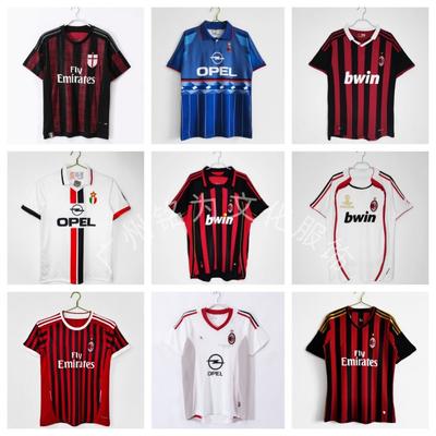 AC Milan Retro Futballmez 1988-2017 Klasszikus Rövid Ujjú Foci Póló Férfi