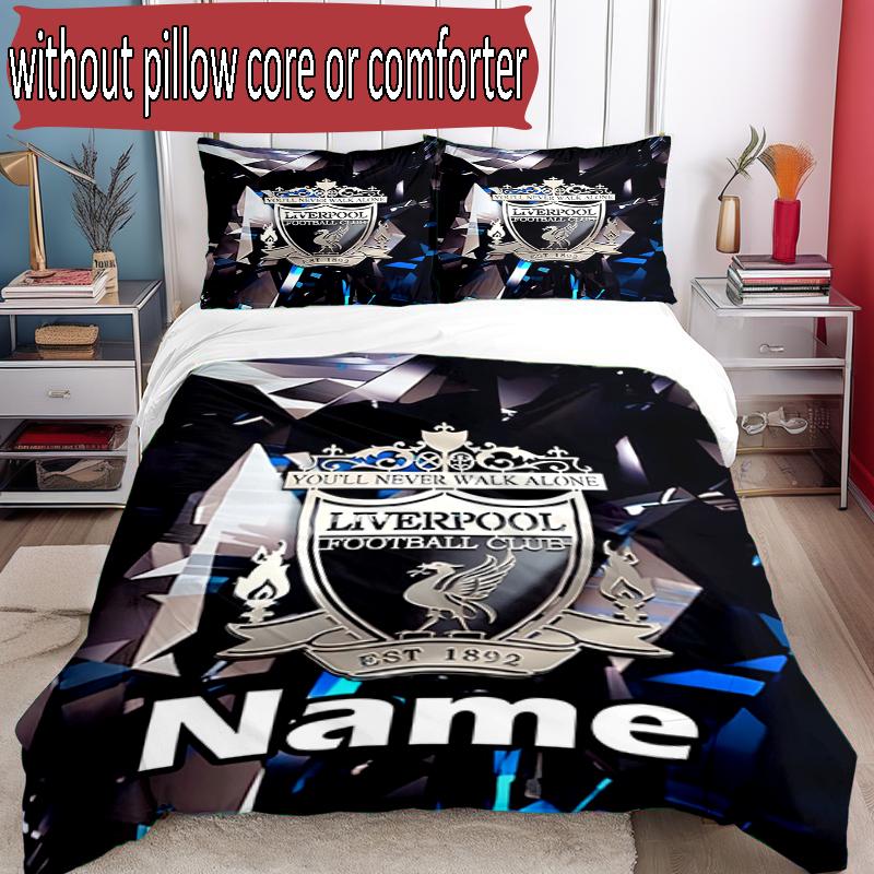 3pcs Duvet Cover Set (1*Duvet Cover + 2*Pillowcase, Without Core), Custom Name Football team F.C Pattern Bedding Set, Home Bedroom Decor Gift