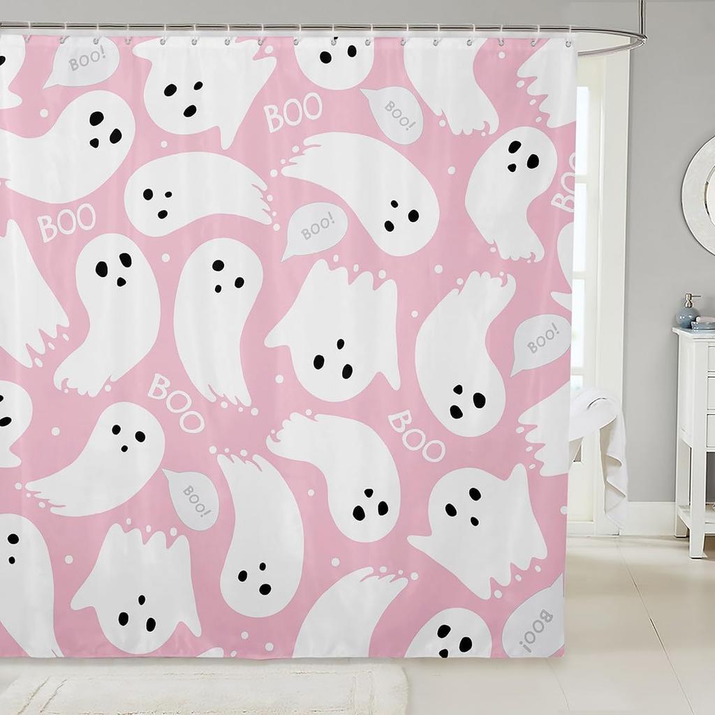 Kids Cute Sushi Shower Curtain Boys & Girls Japanese Style Kawaii Decor Bathroom Curtain - Pink Heart Cartoon Waterproof Fabric