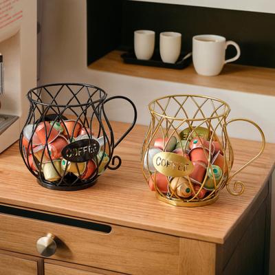 Porta Cialde Caffè a Forma di Tazza Cestino Capsule Caffè Organizzatore Cialde Caffè in Filo Metallico