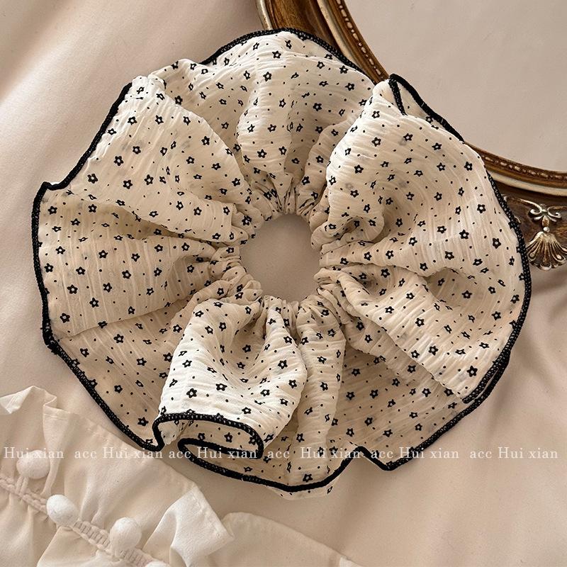 

Резинка для волос «Толстая кишка» с цветочным узором, Стильная резинка для волос с обметочным швом в горошек, Универсальная повязка на голову бежевый