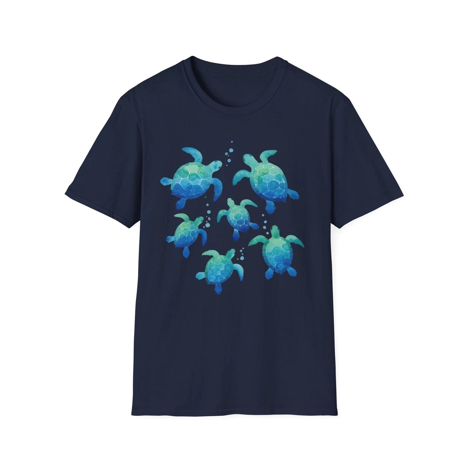 Watercolor Sea Turtle T shirt, Ocean Animal Tee, Beach Lover Shirt, Coastal Tee M