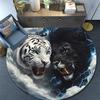 Yin Yang Tiger Lion Round Area Rug,Carpet Rug for Living Room Bedroom Sofa Playroom Decor,Non-slip Floor Mat