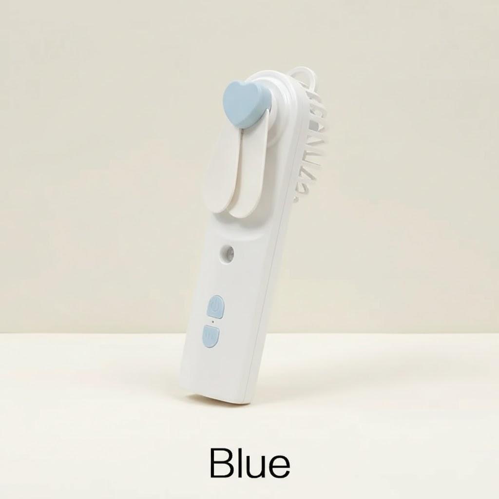 

Portable 2in1 Mini Fan Humidifier Rechargeable USB Handheld Mist Fan Face Steam Engine Air синий