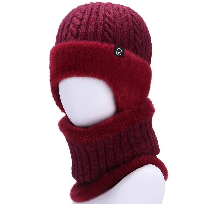 G standard peluche cerf hiver pour personnes âgées écharpe de protection d'oreille ensemble deux pièces bonnet tricoté chaud en peluche épaissi résistant au froid