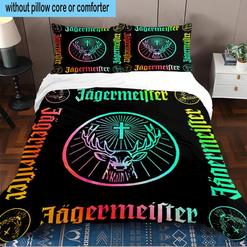 Jager-meister Spirit Drink Printed 3PCS Bedding Set, Includes A Duvet Cover and Two Pillowcases for Bedroom, Suitable for All Seasons Fan Gifts