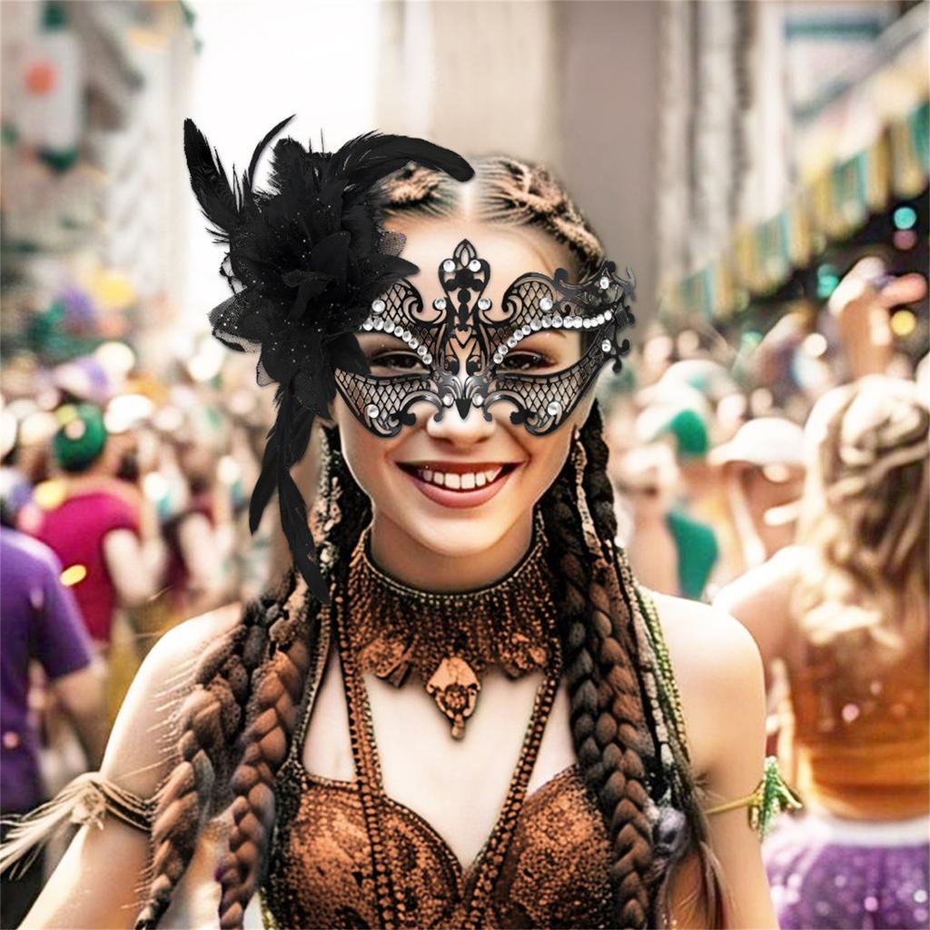 Ball Metal Mask Masquerade Holiday Party Half Face Diamond Mask Hollow Dress Props
