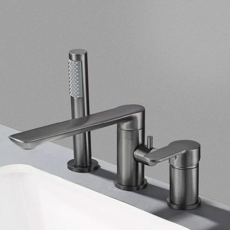 Tuqiu Gold Bathtub Faucet Widespread Gray Bathtub Sink Mixer Tap black Brass Bathroom Bath Shower Faucet with Hand shower Head