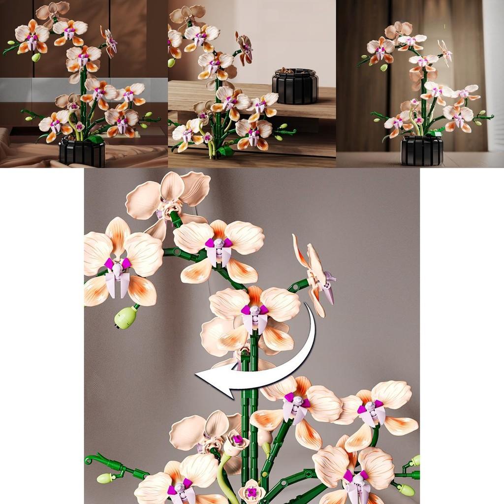 Building Blocks Artificial Orchid Flower Bouquet With Diy Assembly For Home Decor