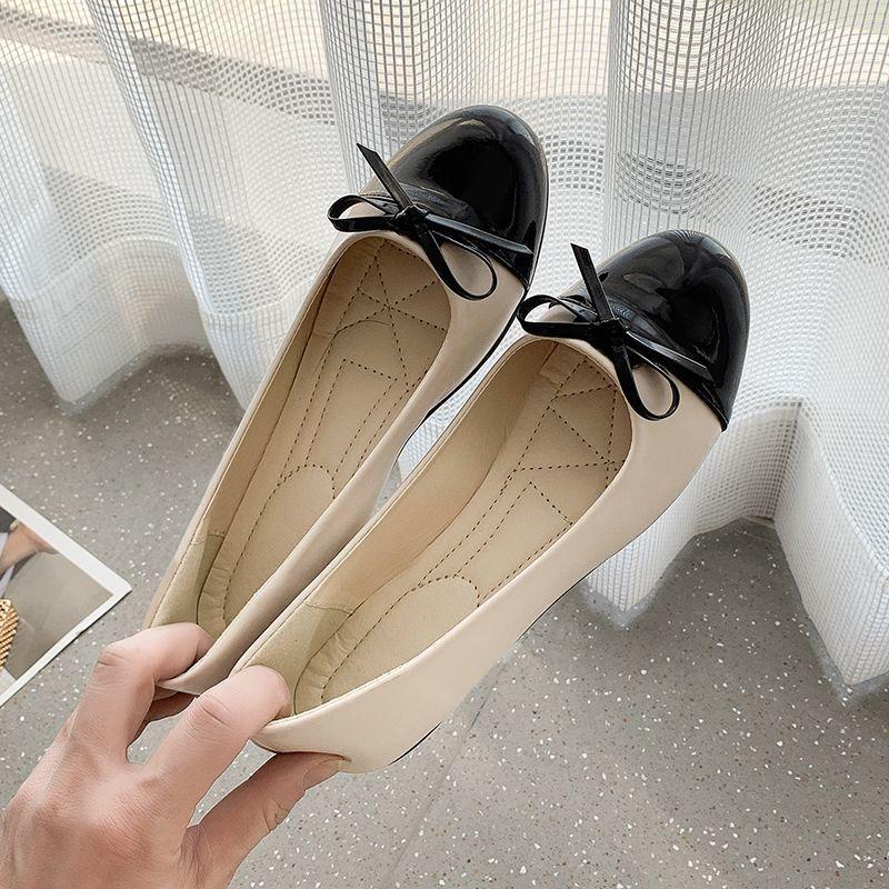 New Round Head Flat Shoes Doudou Shoes Shallow Mouth Round Head Patented Soft Sole Light and Non-slip