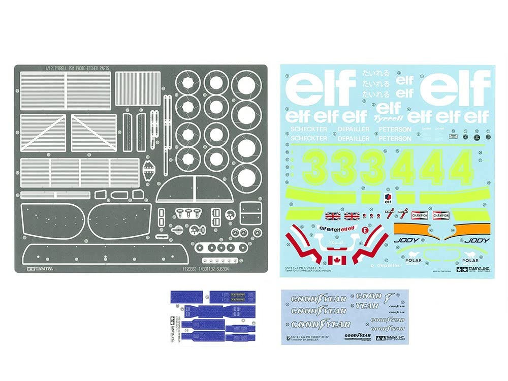 TAMIYA Big Scale Series Tyrell P34 Six Wheeler Plastic Model with Parts 12036 Molding Color 1/12 No.36 Photo-Etched