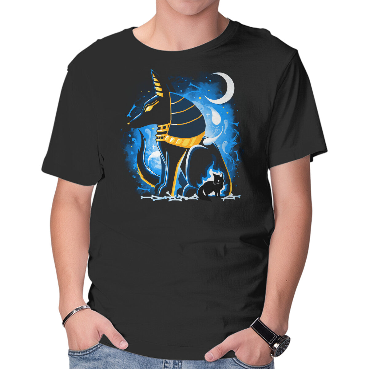 Unisex Crew Neck T-Shirt Anubis God Graphic Short Sleeve Casual Tee XXXXL