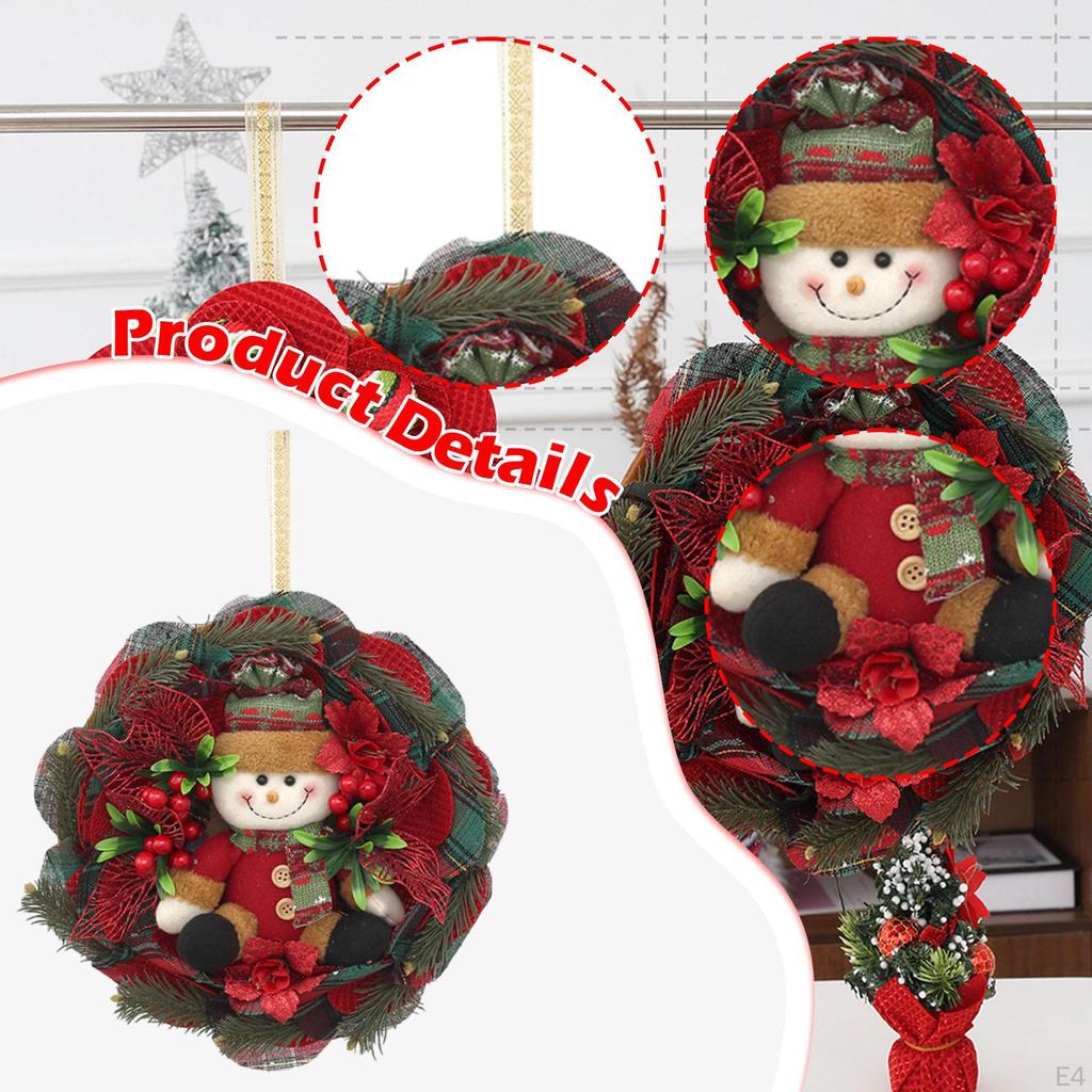 13.7 Inch Christmas Doll Wreath Front Door Wall Decor