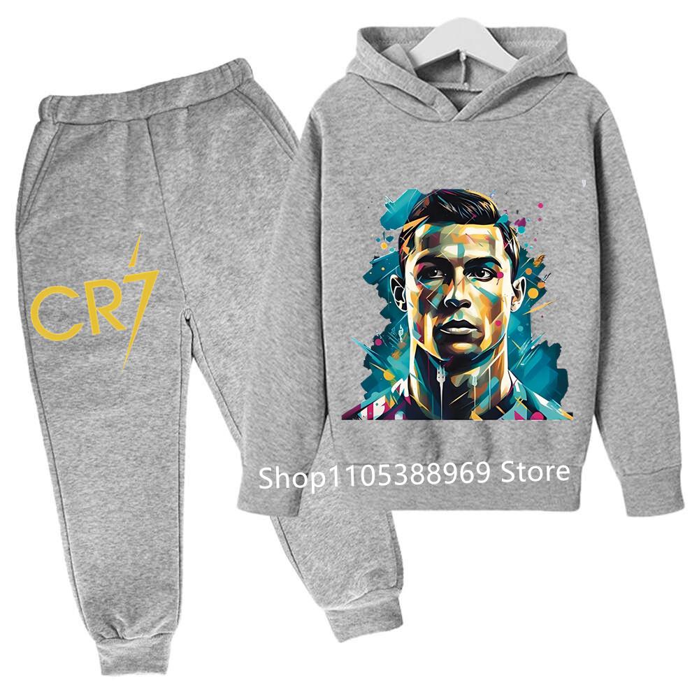 Ronaldo CR7 Potisk Fotbalový Idol Oblečení Dětská Mikina 2ks Sada Kalhoty Oblek Děti Kluci Tepláková Souprava Dívky Oblečení Sportovní Teplákové Soupravy