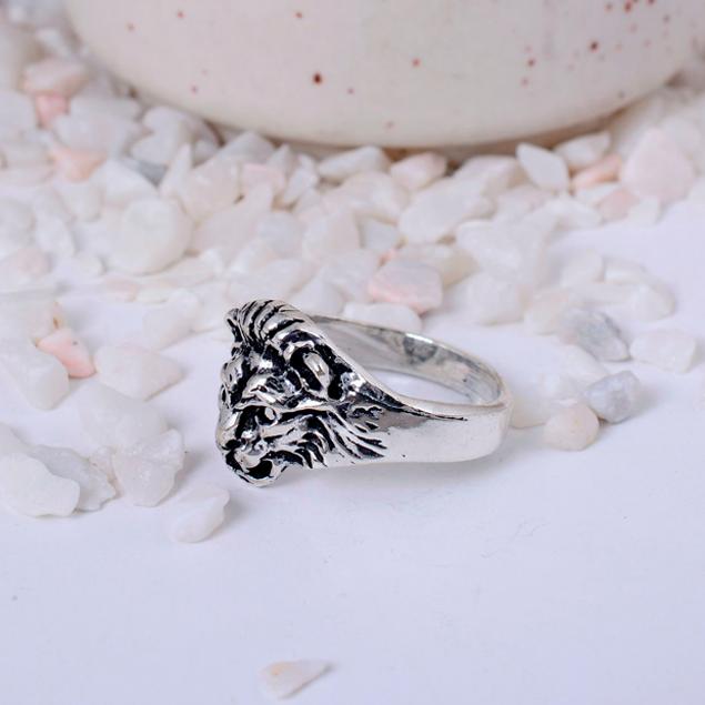 Lion Head Silver Plated Statement Ring | Roaring Lion Brass Biker Jewelry for Men & Women | Strength & Power Gift